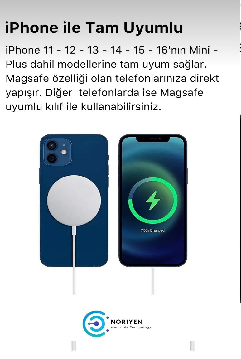 iPhone 11 12 13 14 15 16 Magsafe Kablosuz Hızlı Şarj Uyumlu Manyetik